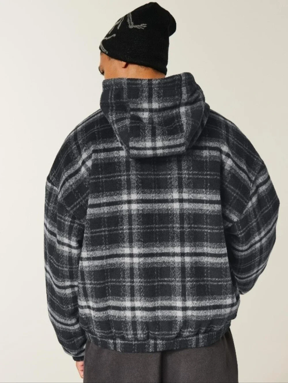 Hollister hooded plaid flannel skater jacket
